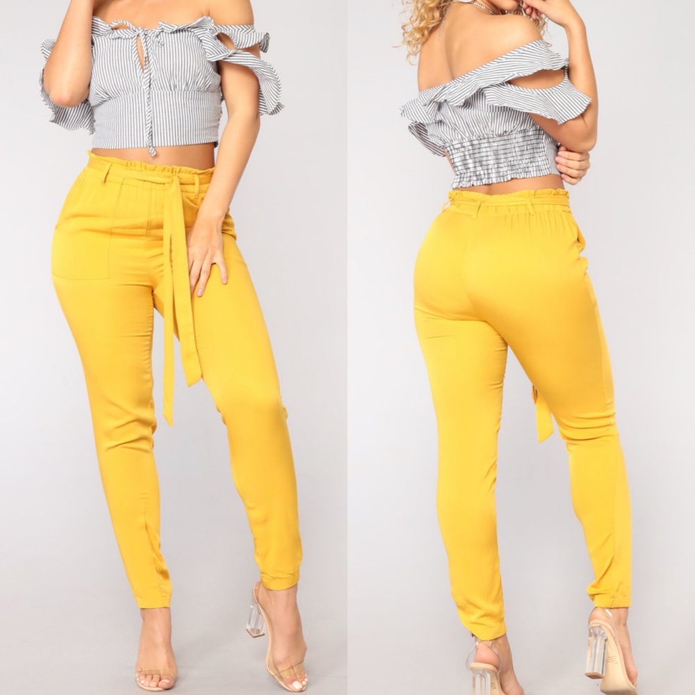 🥂Host Pick! NWOT Yellow Classic Tie Waist Pants M